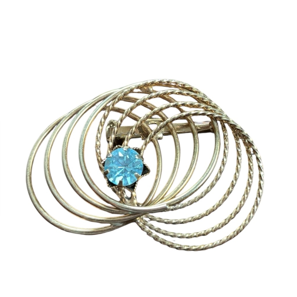Vintage Gold-tone and Blue Brooch